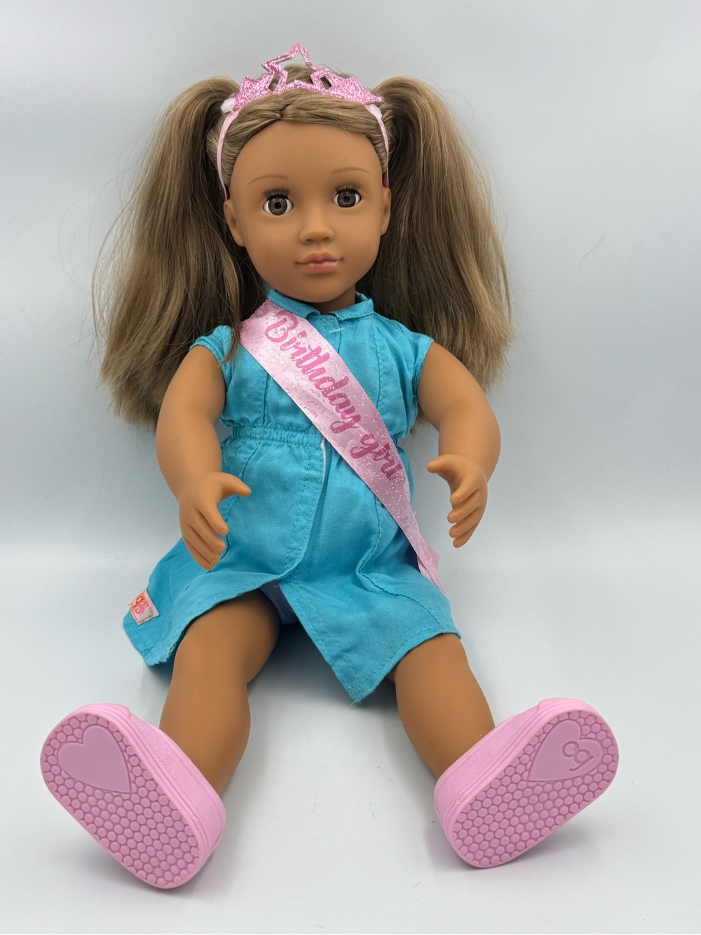 Our Generation Anita 18" Birthday Party Doll Battat Blue Dress Tiara Shoes